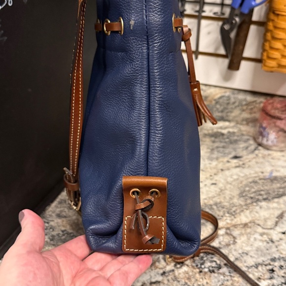 Dooney & Bourke Blue and Brown Leather Tote Bag - Picture 4 of 9